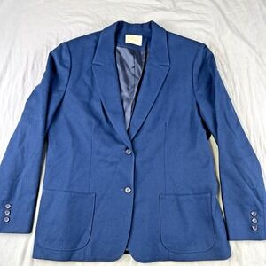 Vintage PENDLETON Virgin Wool Blazer Womens Navy Patch Pockets Jacket USA Made‎